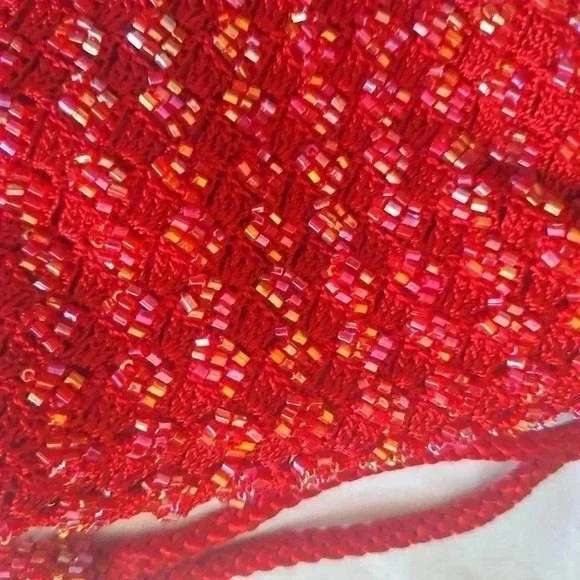 Crotchet beaded drawstring bag - Picture 2 of 8